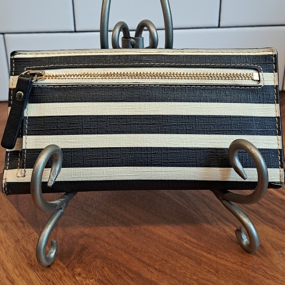 Kate Spade Black and Sand Beach Striped Continental Wallet - Picture 3 of 10